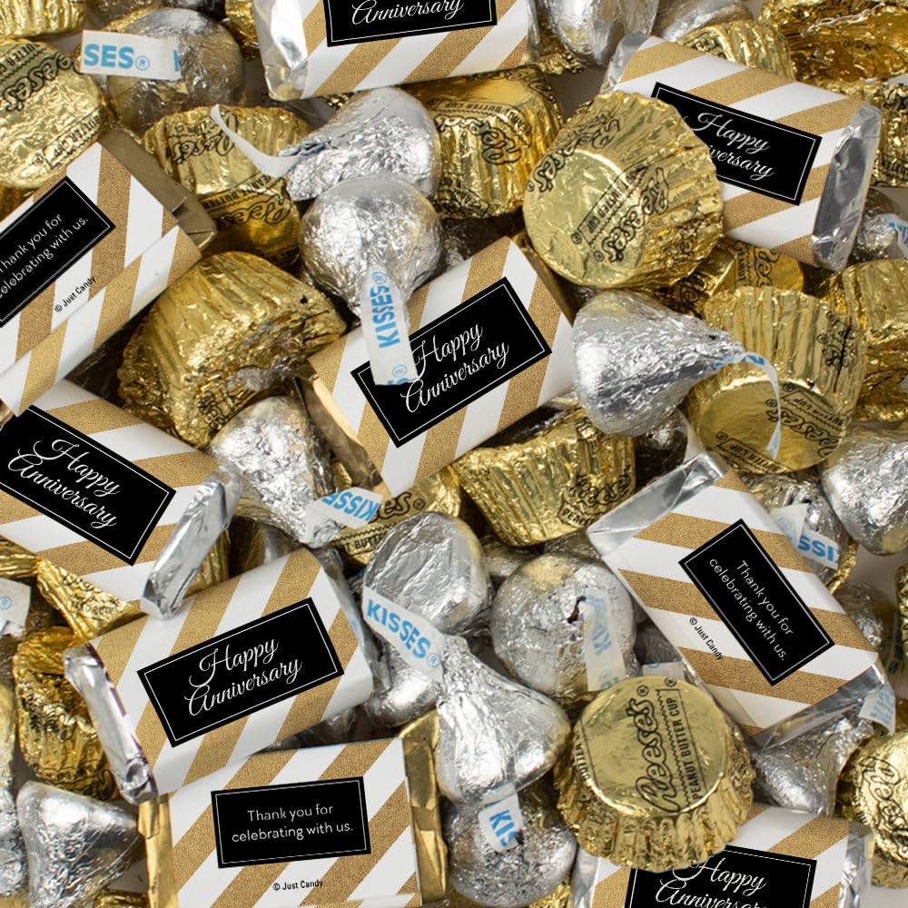 110 Pcs Happy Anniversary Candy Chocolate Party Favors (1.62 lbs, Approximately 110 pieces)