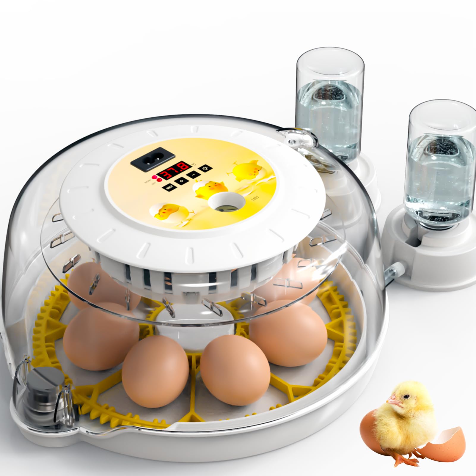 Couveuse Oeuf Automatique, Couveuse Poussin, Incubateur Oeuf automatique avec Retourneur d'œufs, Recharge d'eau externe automatique, Ajout Automatique d'eau et Éclairage des Œufs - 8 œufs