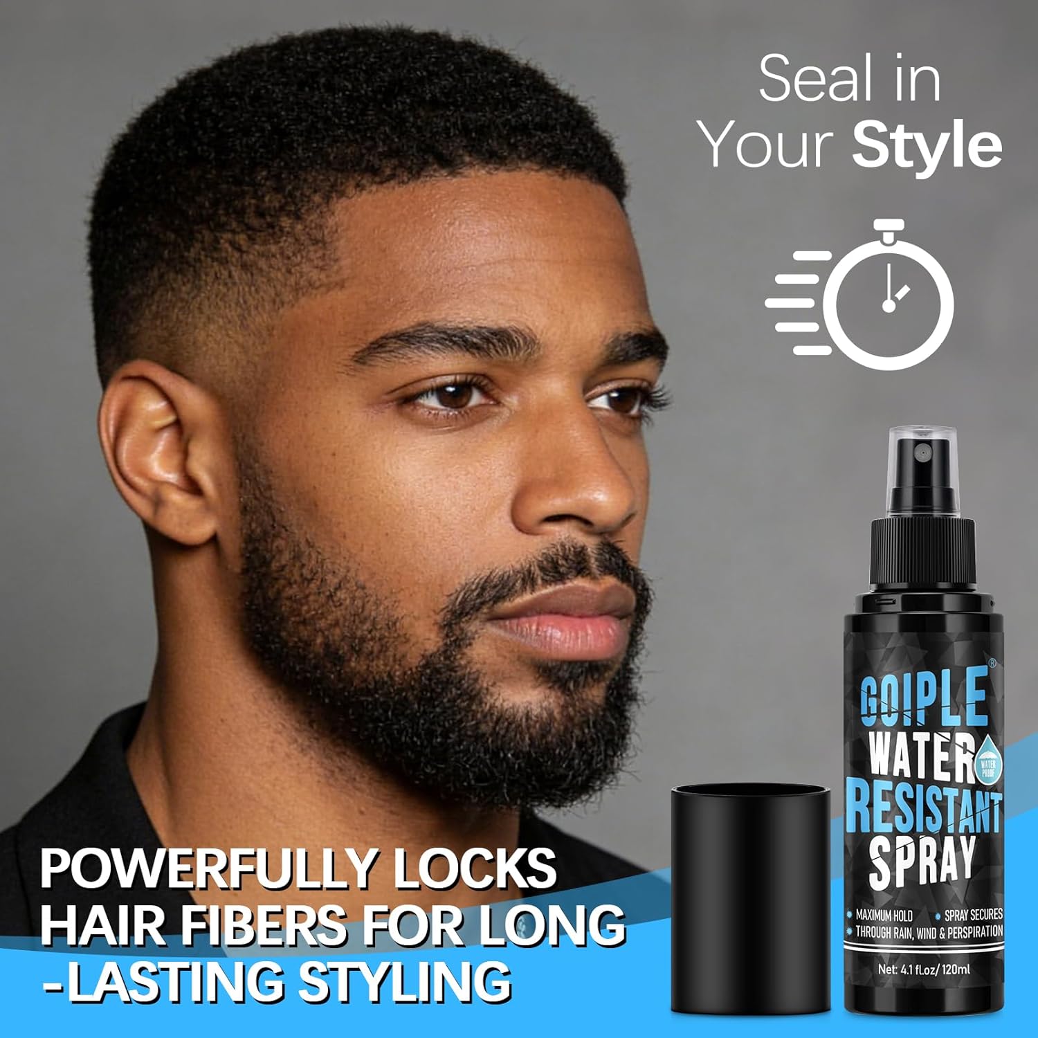 Hair Fiber Water Resistant Spray for Men, Hair Fiber Holding Sprays for Black Hairs Extra Hold | Barber Enhancement Spray for Mens Hair & Beard, Waterproof Hairline Enhancer & Volumizing Sprays - Image 5