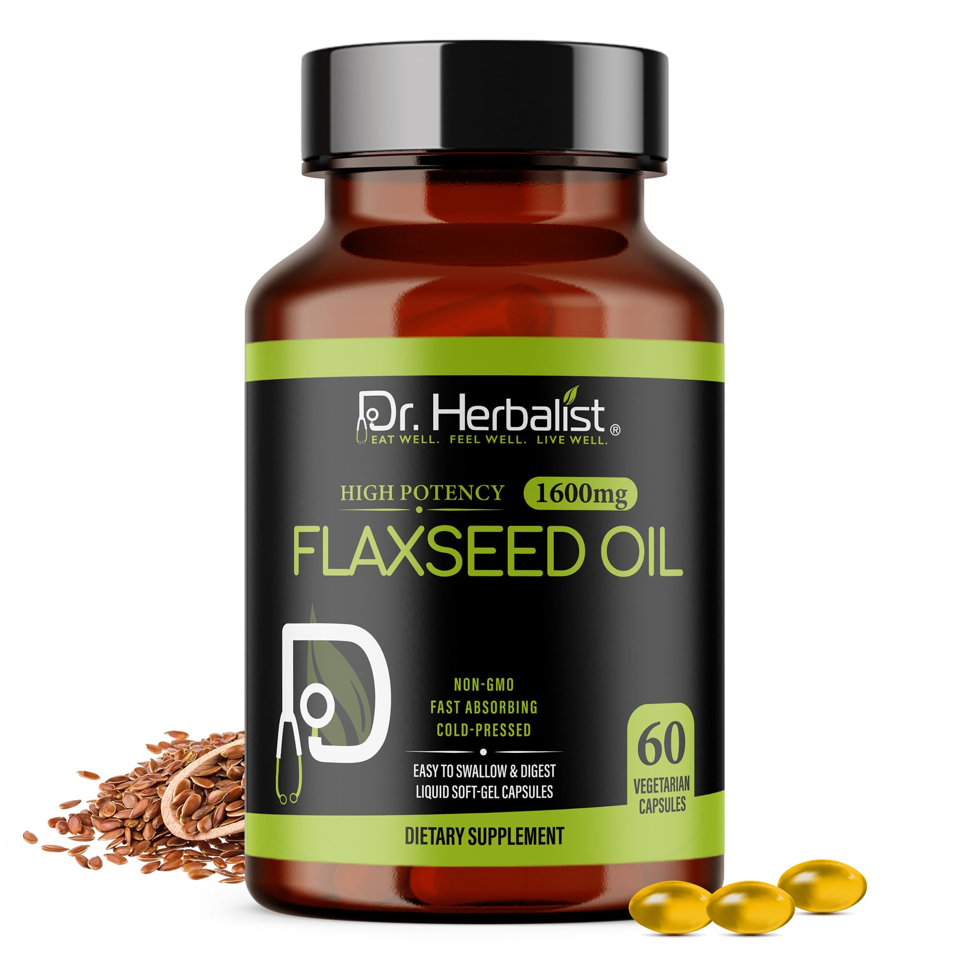 Dr. HERBALIST Óleo de Semente de Linhaça 1600 mg 60 cápsulas