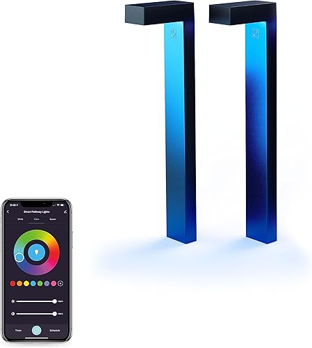 Atomi Smart Luces LED WiFi para camino, paquete de 2 unidades, 800 lúmenes, sintonizables, regulables, enlazan hasta 40 luces, uso con el paquete de