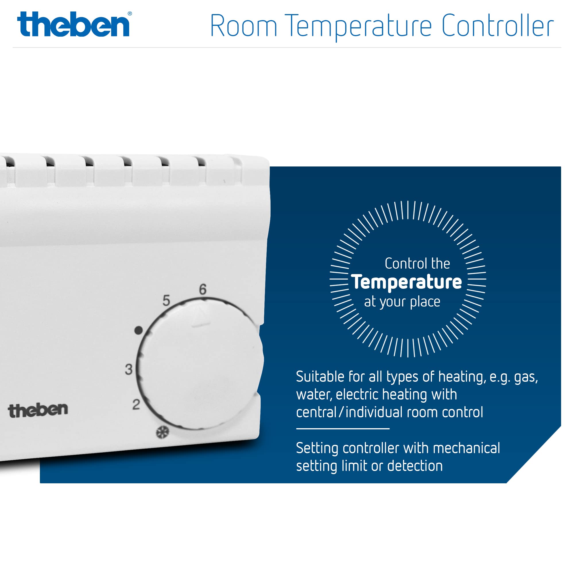 Theben 7010001 Ramses 701 I Thermostat d’Ambiance I Régulateur de température ambiante avec réduction Thermique