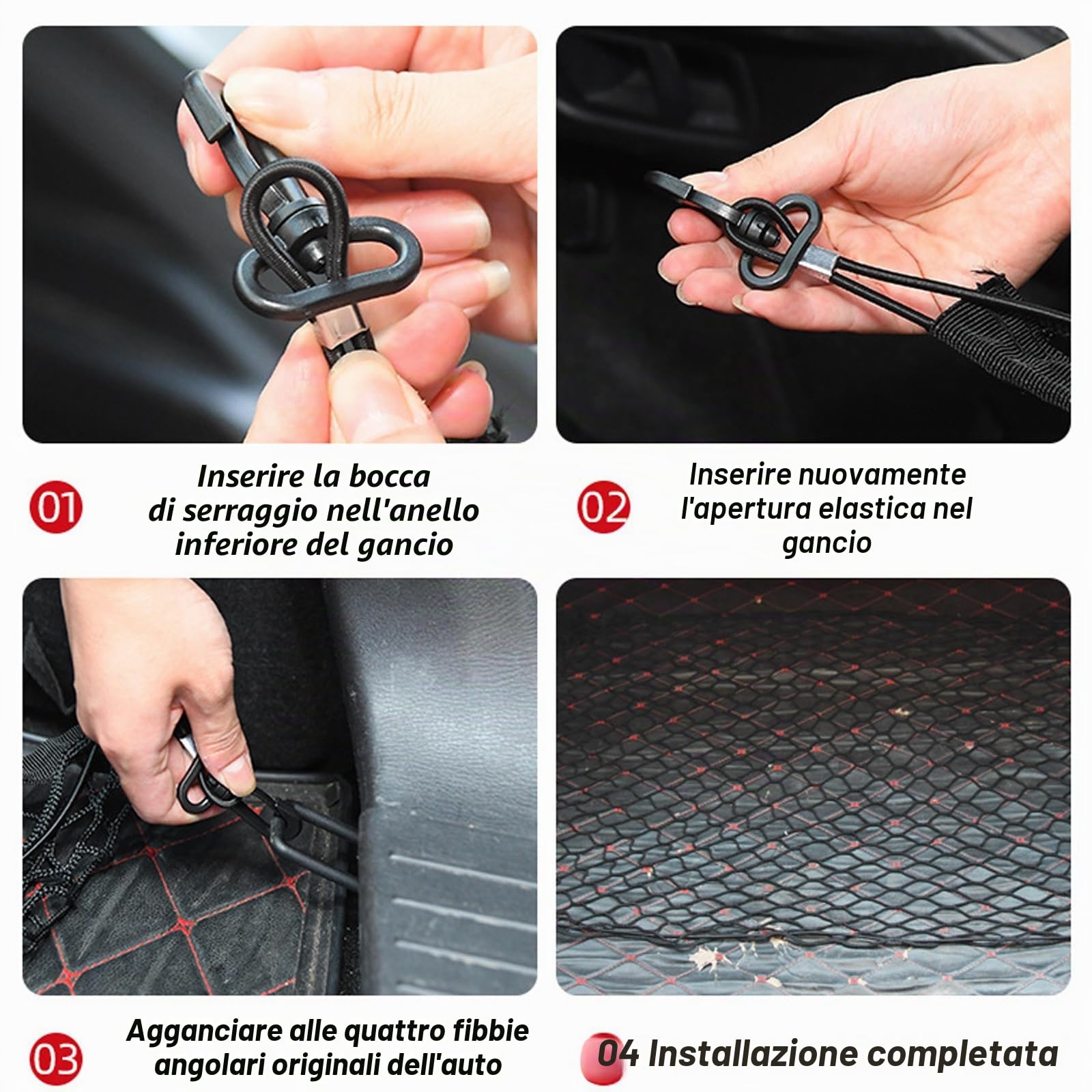 Sporgo Rete di Recinzione per Cani: Griglia per Auto e Bagagliaio, Barriera di Isolamento Auto Regolabile, Rete di Sicurezza per Cani, Griglia Divisoria per Bagagliaio per Cani con 4 Ganci, 120x90cm
