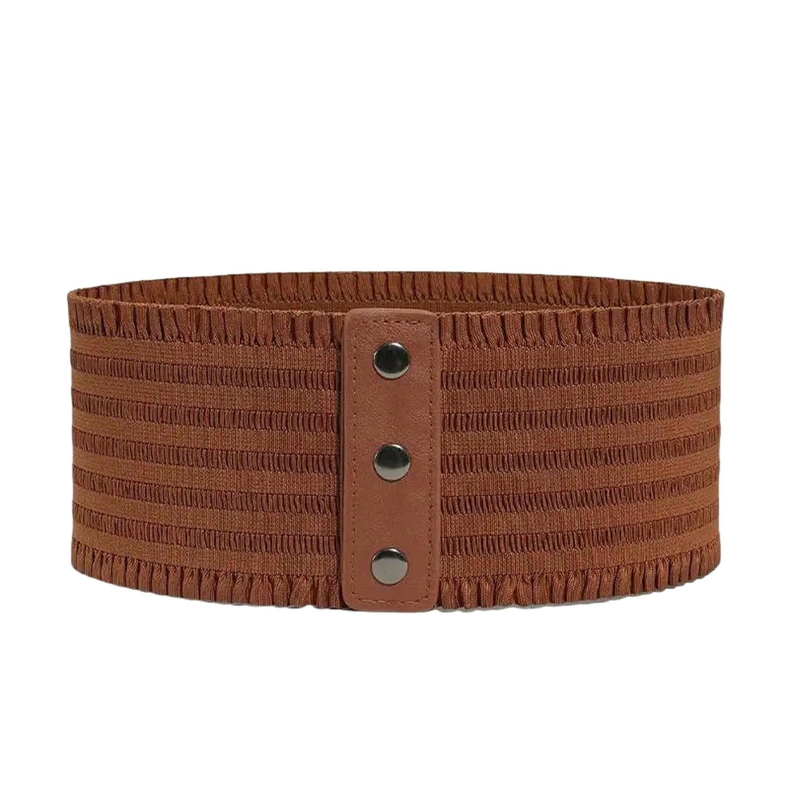 YIMAIWLX women's belts Women's Wide Waistband Stretchy Dress Elastic Snap-button Corset Belts-camel-70-95cm
