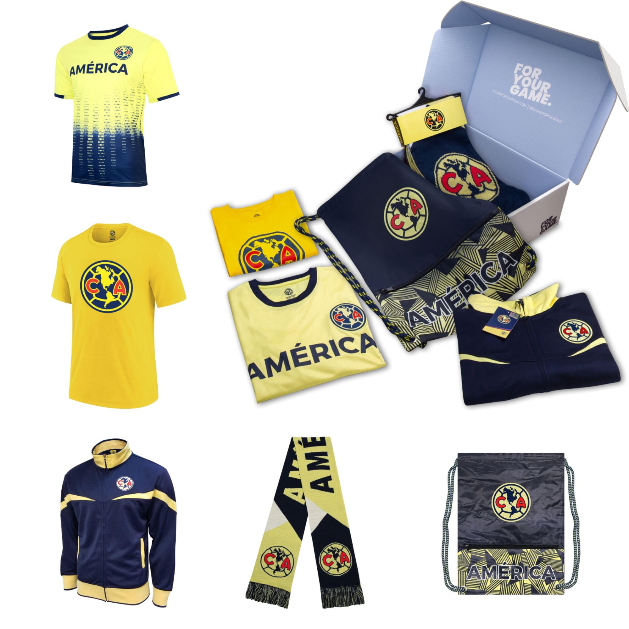 Icon SportsUltimate Fan Pack: Officially Licensed Club America Soccer Bag, Scarf, Jacket & Shirts 5 Piece Value Set, Large