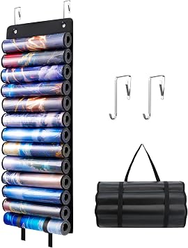 Playmat Storage Bag - 12 Tube Holder for MTG TCG RPG Gaming Mats with Hooks & Transparent Slots
