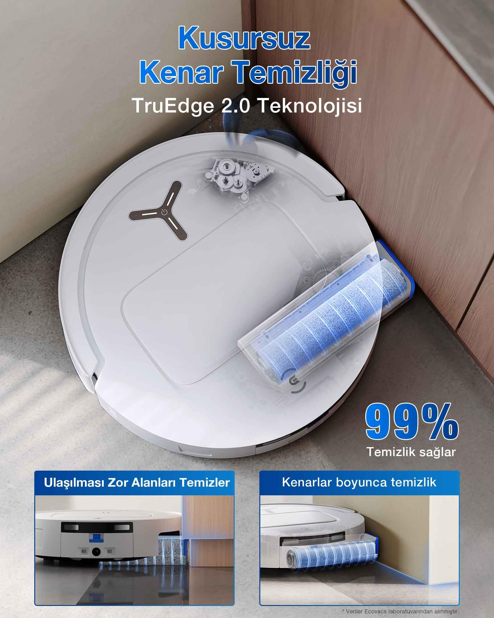 ECOVACS DEEBOT T80 OMNI Robot Aspirapolvere Lavapavimenti, 18.000 Pa, Spazzola OZMO ROLLER, ZeroTangle 3.0, Lavaggio Mocio con Acqua Calda a 40-75 °C, Asciugatura ad Aria Calda, Bianco