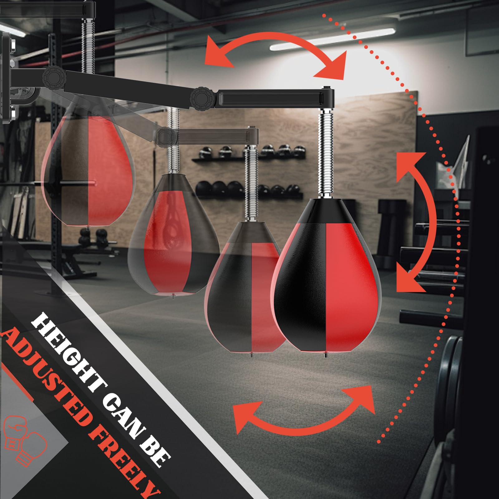 Sac de Frappe Mural Réglable en Hauteur et Pliable, Poire de Vitesse Boxe pour Enfants, Adolescents, Adultes