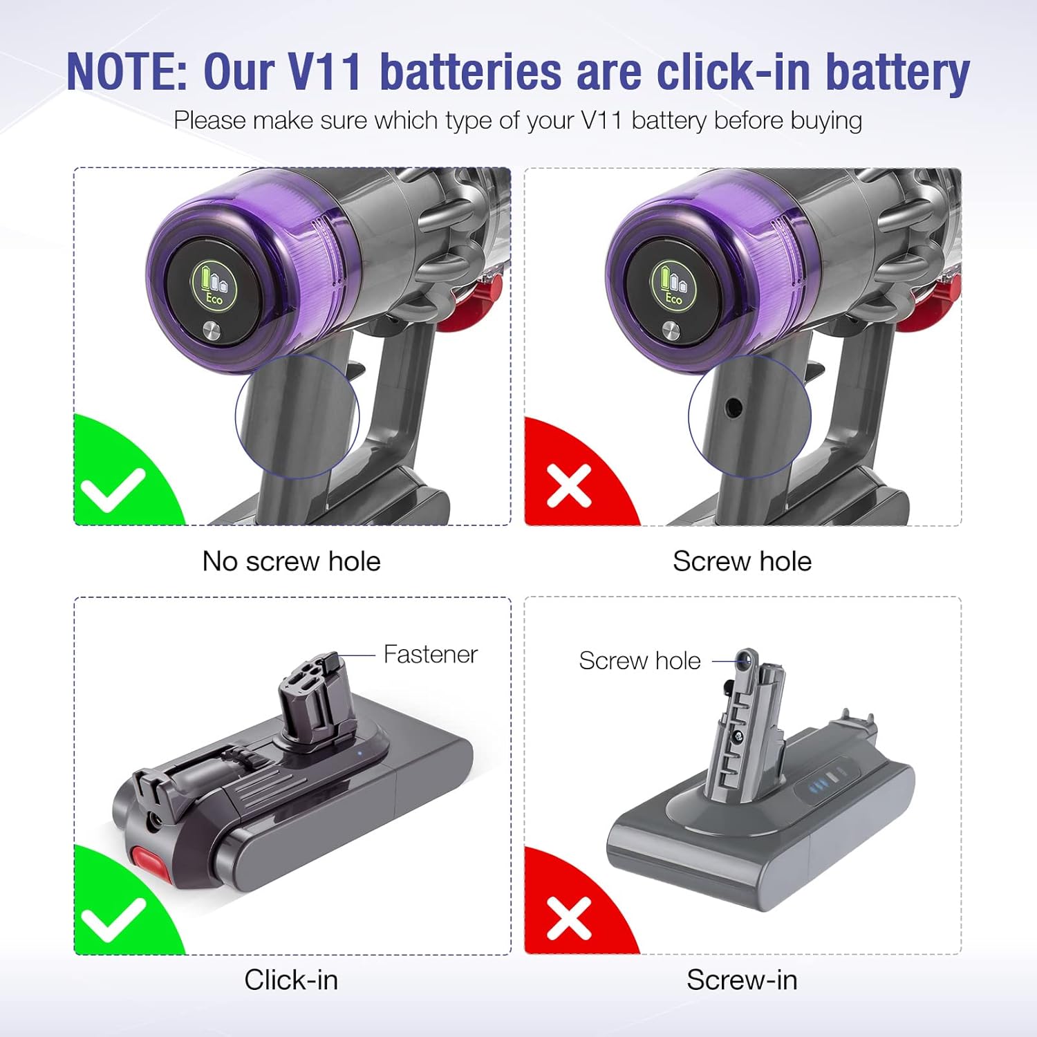 V11 Battery 25.2V 4.0Ah Compatible with D-yson Vacuum V11 V15 SV15 SV16 SV22 V11 Outsize V11 Torque Drive V15 Detect Vacuum (Click in Type)