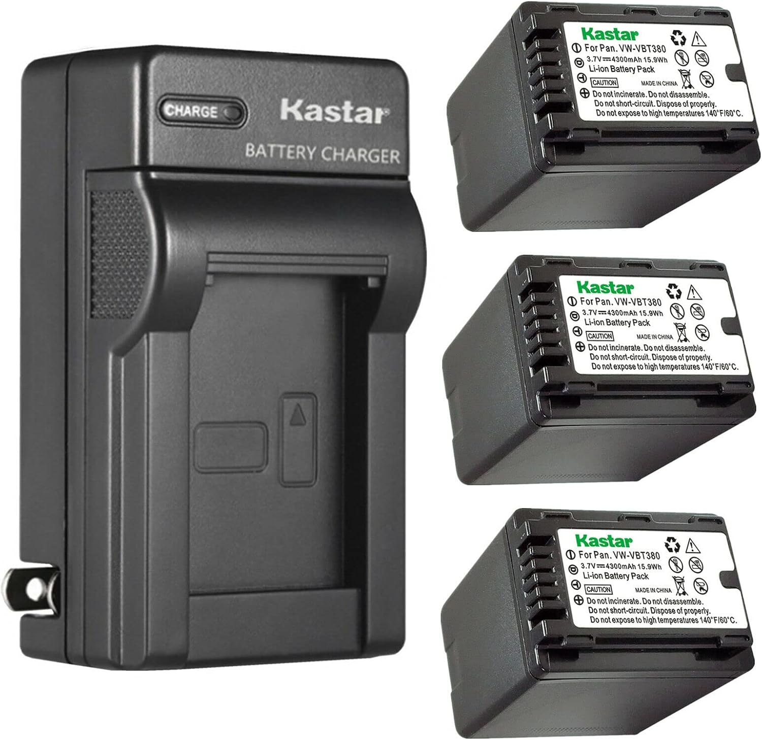 Kastar 3-Pack Battery and AC Wall Charger Replacement for Panasonic HC-W580K, HC-W580GK, HC-W580MGK, HC-W850, HC-W850EB, HC-W850M, HC-W850GK, HC-W850MGK, HC-W850K, HC-W870M, HC-V785K Full HD Camcorder