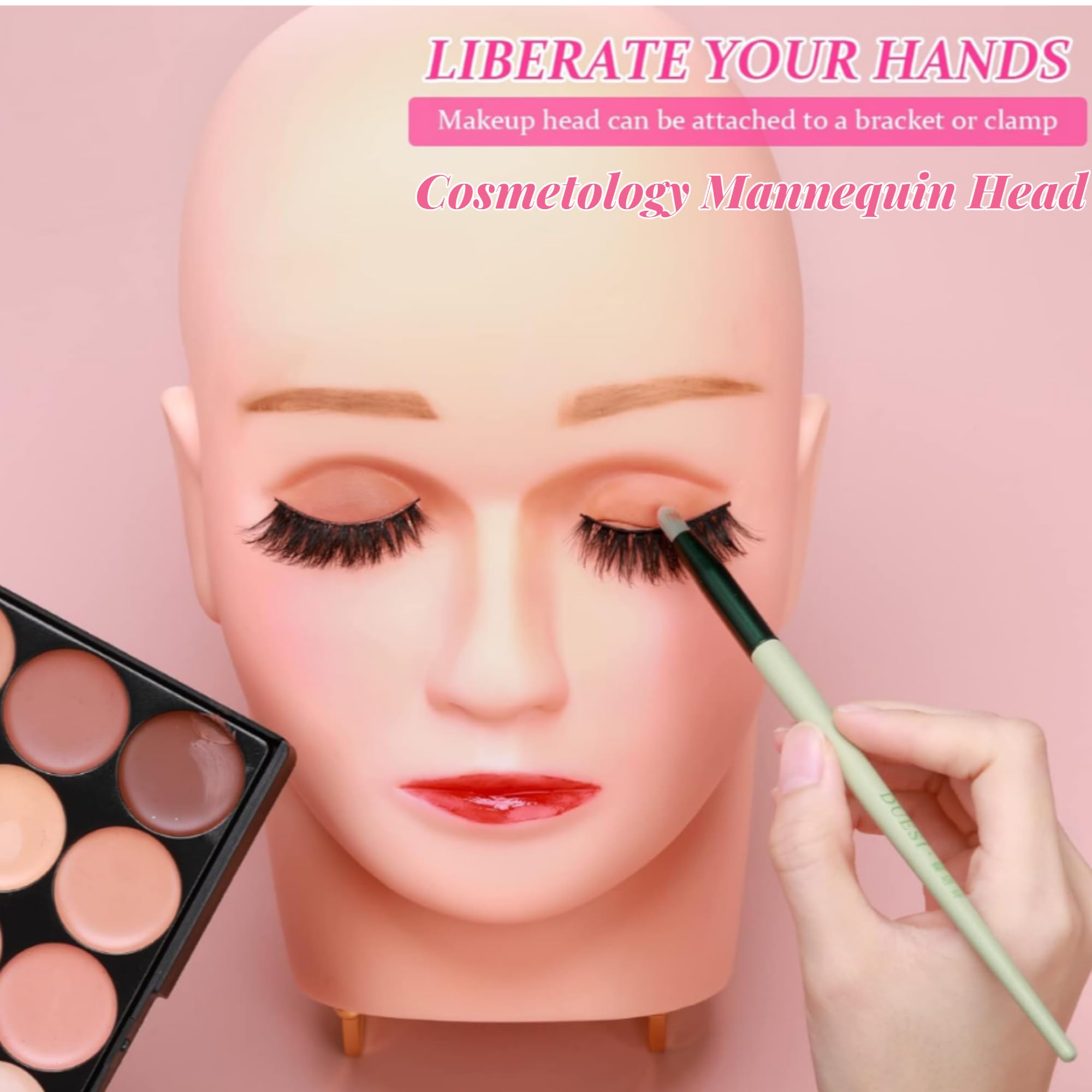 LAVENUST Cosmetology Mannequin Head with Eyelashes - Makeup and Hairstyling Practice Head for Professionals 2