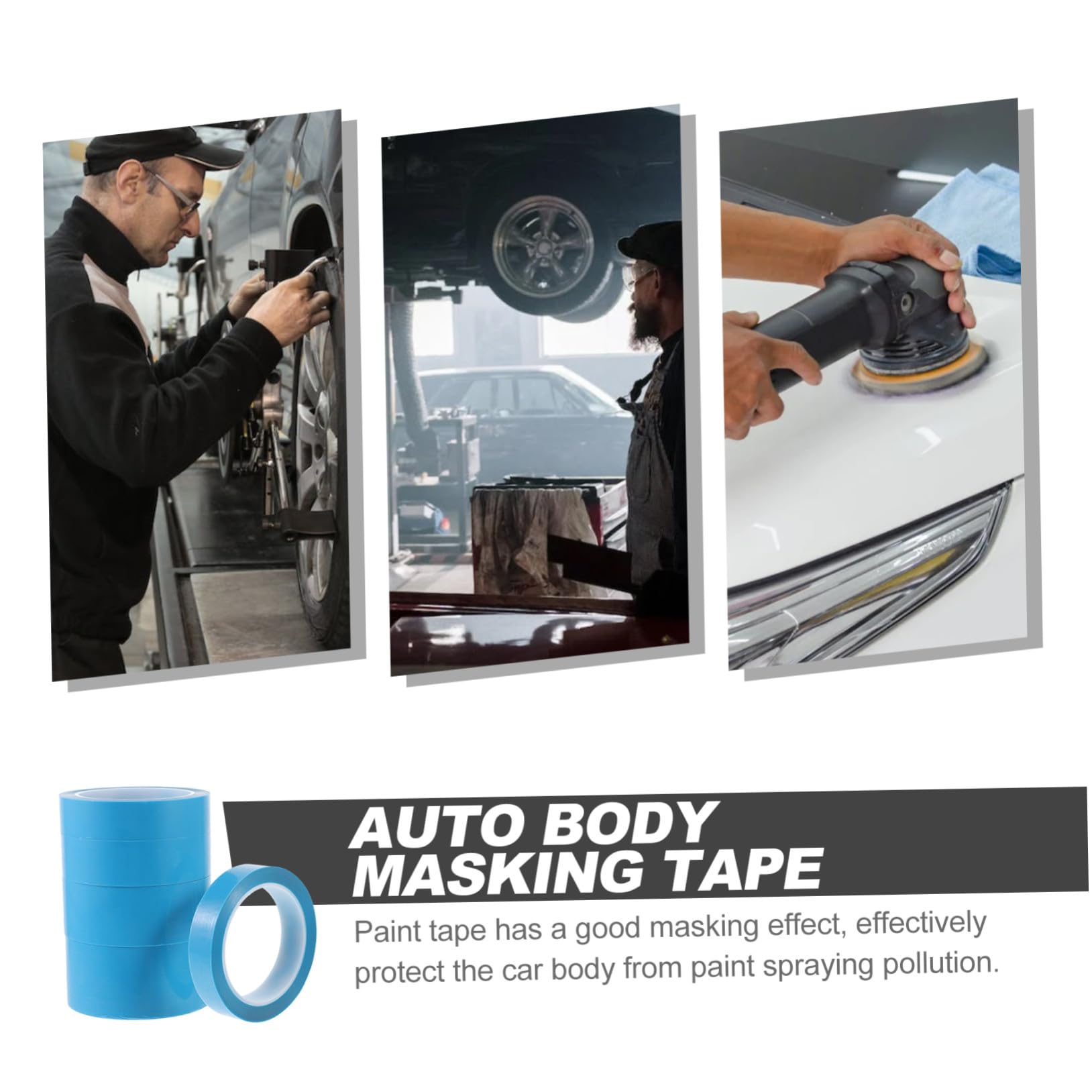 5 Rollos Cinta Carrocero Pet Resistente Temperatura Cinta Enmascarar Pintura Automoción Curvas Surtido Color Aleatorio