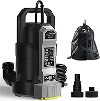 Vista 1 de InoKraft E-Float Automatic Sump Pump 1/2HP, 2500 GPH Submersible Water Pump with Auto/Manual Mode, Mesh Bag, Universal Hose Adapters, Built-In 25FT