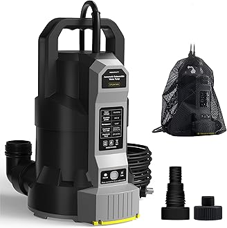 InoKraft E-float Automatic Sump Pump 1/2HP, 2500 GPH Submersible Water Pump with Auto/Manual Mode, Filter Bag, Universal Hose Adapters, Built-In 25FT Cord for Pool, Basement, Outdoor Use