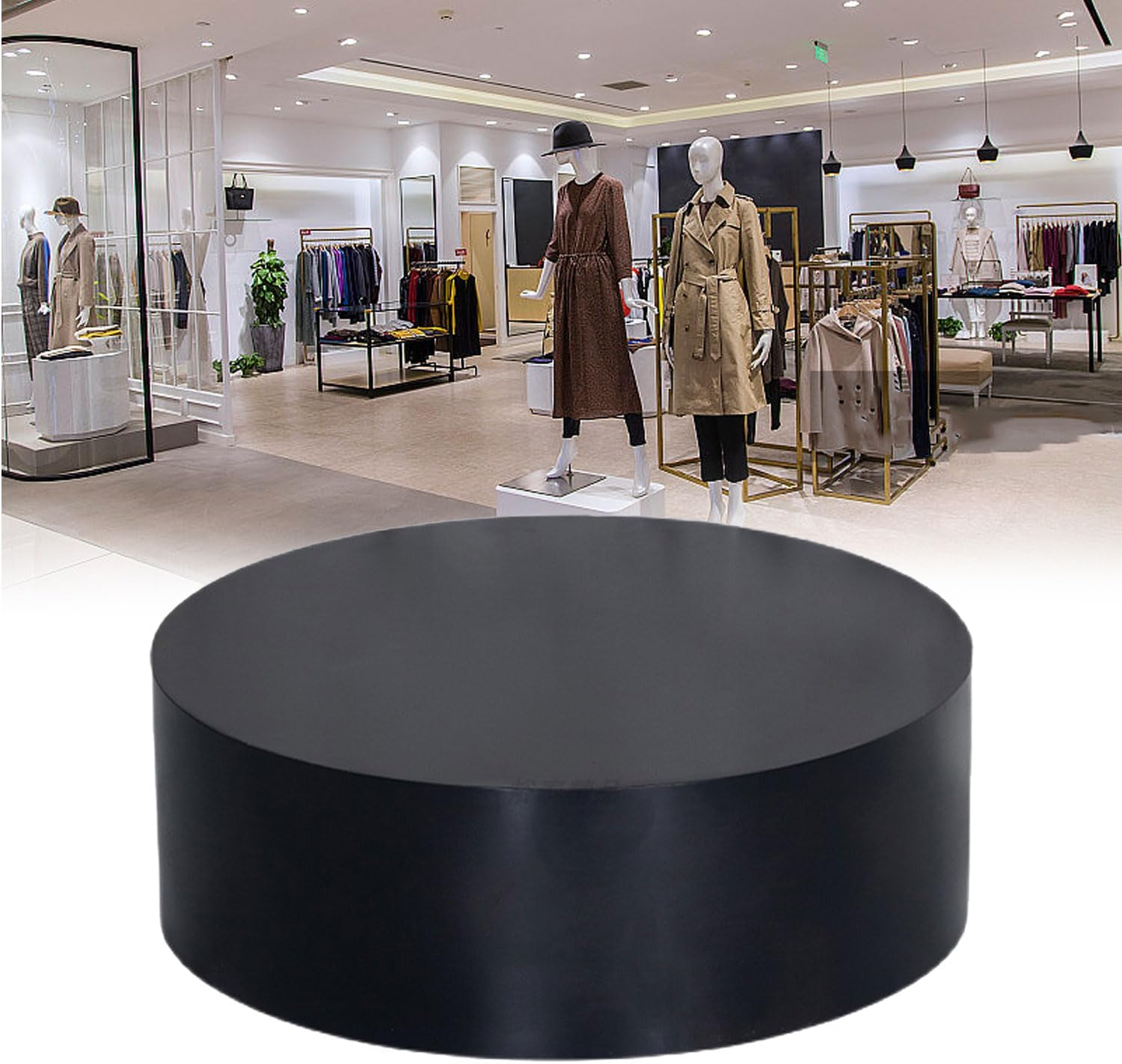 Round Display Pedestal Stand, Bridal Shop Platform Base, for Mannequin/Shoe/Bags/Network Personnel Live Show,Black,30x50cm/11.8 * 19.6IN