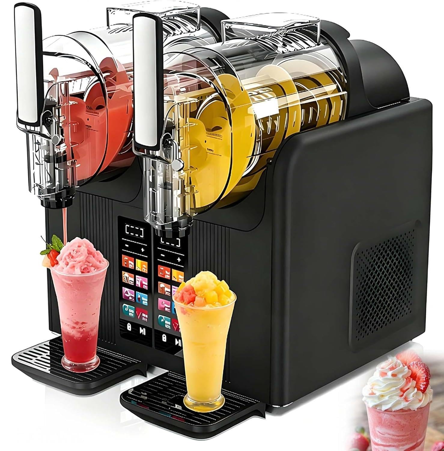 XUXIAO 2-in-1 Slush Machine & Soft Serve Ice Cream Maker Black