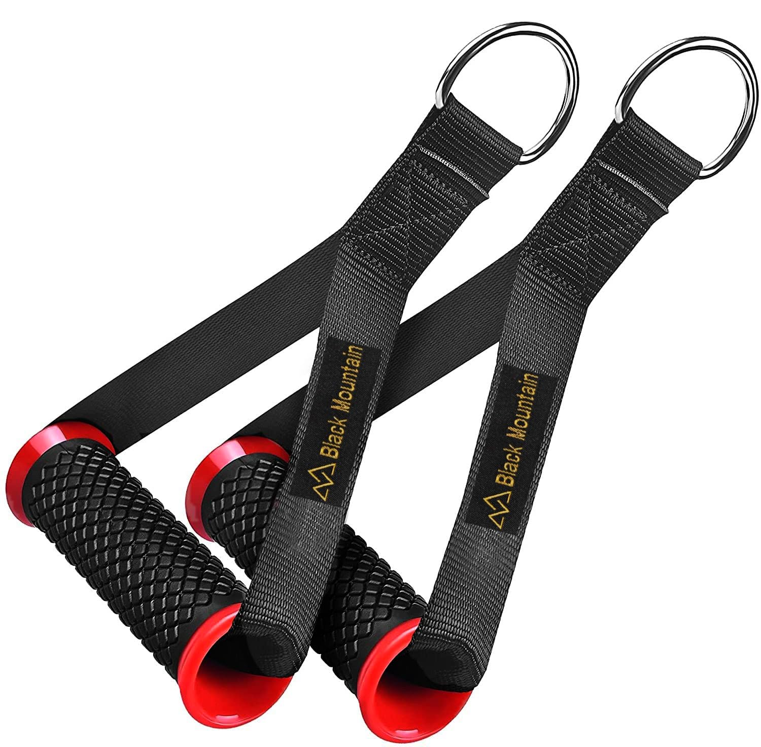 BlackMountain Heavy Duty Handles with Solid ABS Cores and Welded D-Rings for Gym Machine, Resistance Band, Cable Machines (1 Pair) (Red)-image-15