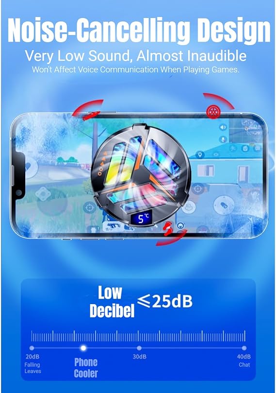 Phone Cooler Magnetic Phone Cooler Cooling Fan for Gaming, Compatible with 12,13 & 14 Series, Dual Semiconductor, with LED Display for Smartphone/Tablet