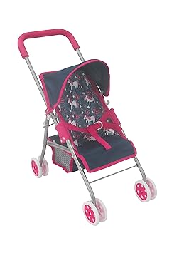 KOOKAMUNGA KIDS Baby Doll Stroller ? Easy Fold Stroller - Foldable Baby Stroller for Dolls - Play Stroller w/Retractable Canopy & Soft Grip Handle - Ideal for Baby Dolls up to 18