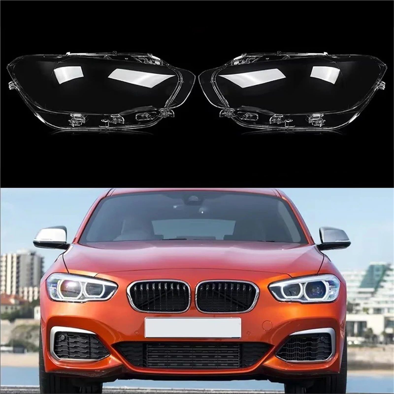 Coperchio Lente Faro Per BMW Serie 1 F20 F21 116i 118i 120i 2015-2019 Copertura Faro Anteriore Paralume Trasparente In Vetro Auto Copertura Faro(1 Piece Left)
