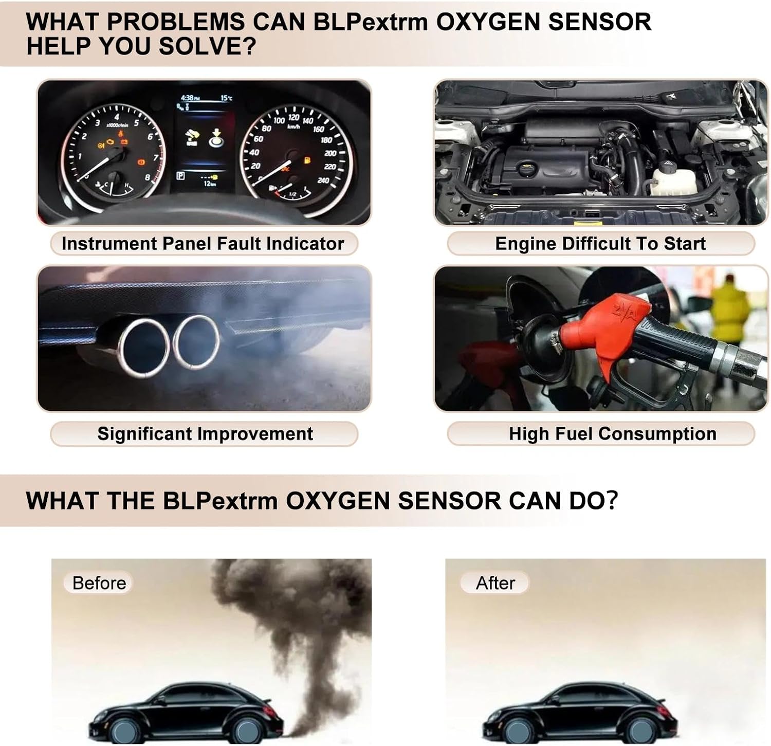 O2 Oxygen Sensor Upstream Fits for Chevy Avalanche 2500 Camaro Caprice Corvette SS Suburban Silverado 1500 2500 3500 HD Classic, for GMC Sierra Yukon XL, for H2, for Cadillac Escalade ESV EXT
