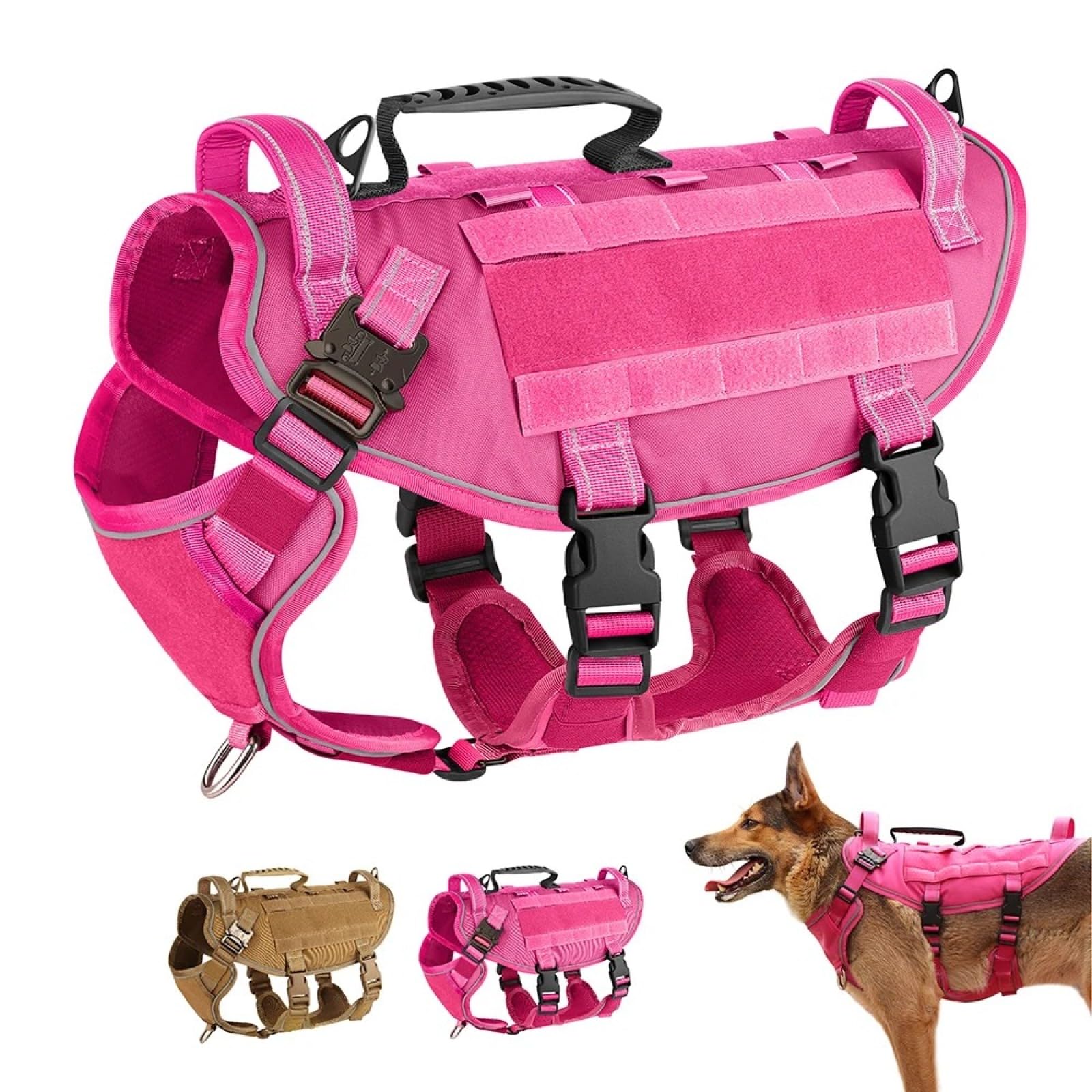 Caramella Escursionistica Di Nylon Antielone Riflettente Tattico Militare Con Maniglia Di Controllo Per Labrador Bulldog Pitbull,UN,L
