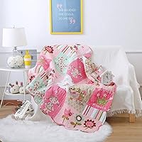 Vista 15 de ABREEZE Colcha de algodón para niñas, manta acolchada de 43 x 51 pulgadas, para niños pequeños y bebés, manta de cama de bebé, manta acolchada