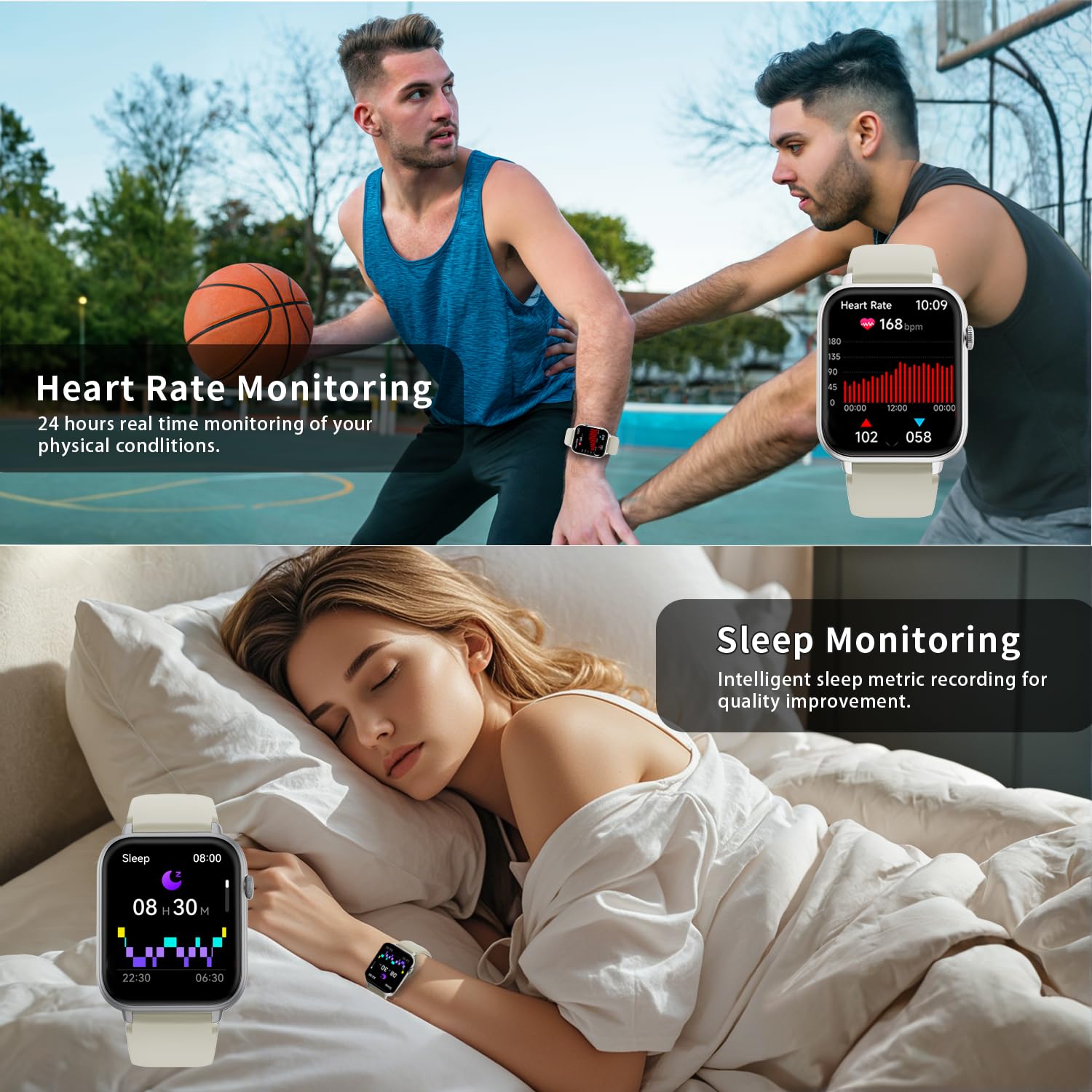 Smartwatch Herren Damen 1,85" HD Touchscreen mit Telefonfunktion