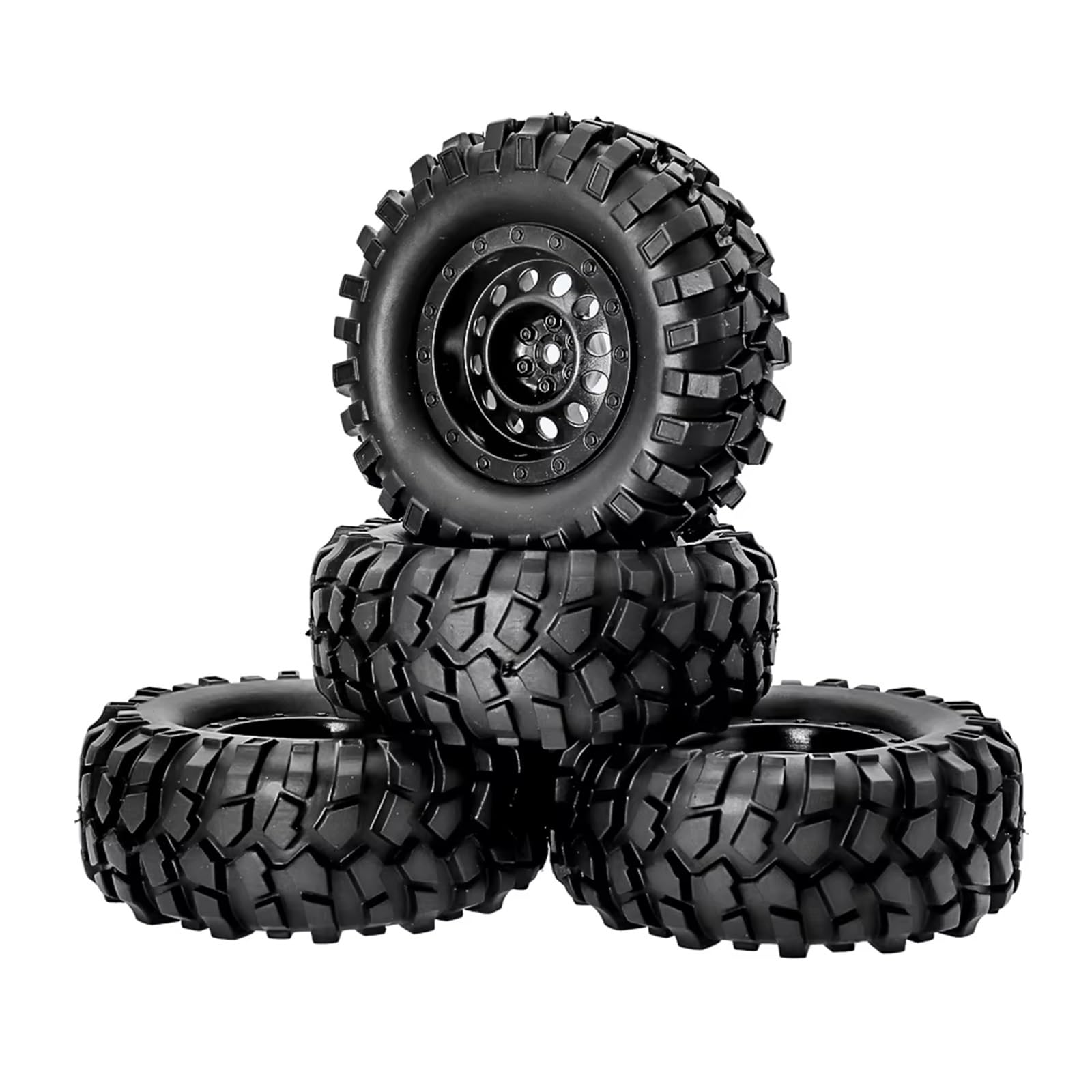 Rc Tire Jante pour Axial pour D90 pour SCX10 pour Roche pour Voiture d'escalade 4 Pièces 1:10 pour Pneus sur Chenilles Roue 1.9 Pouces 108mm Jante De Roue en Caoutchouc Hex 12mm(Black)