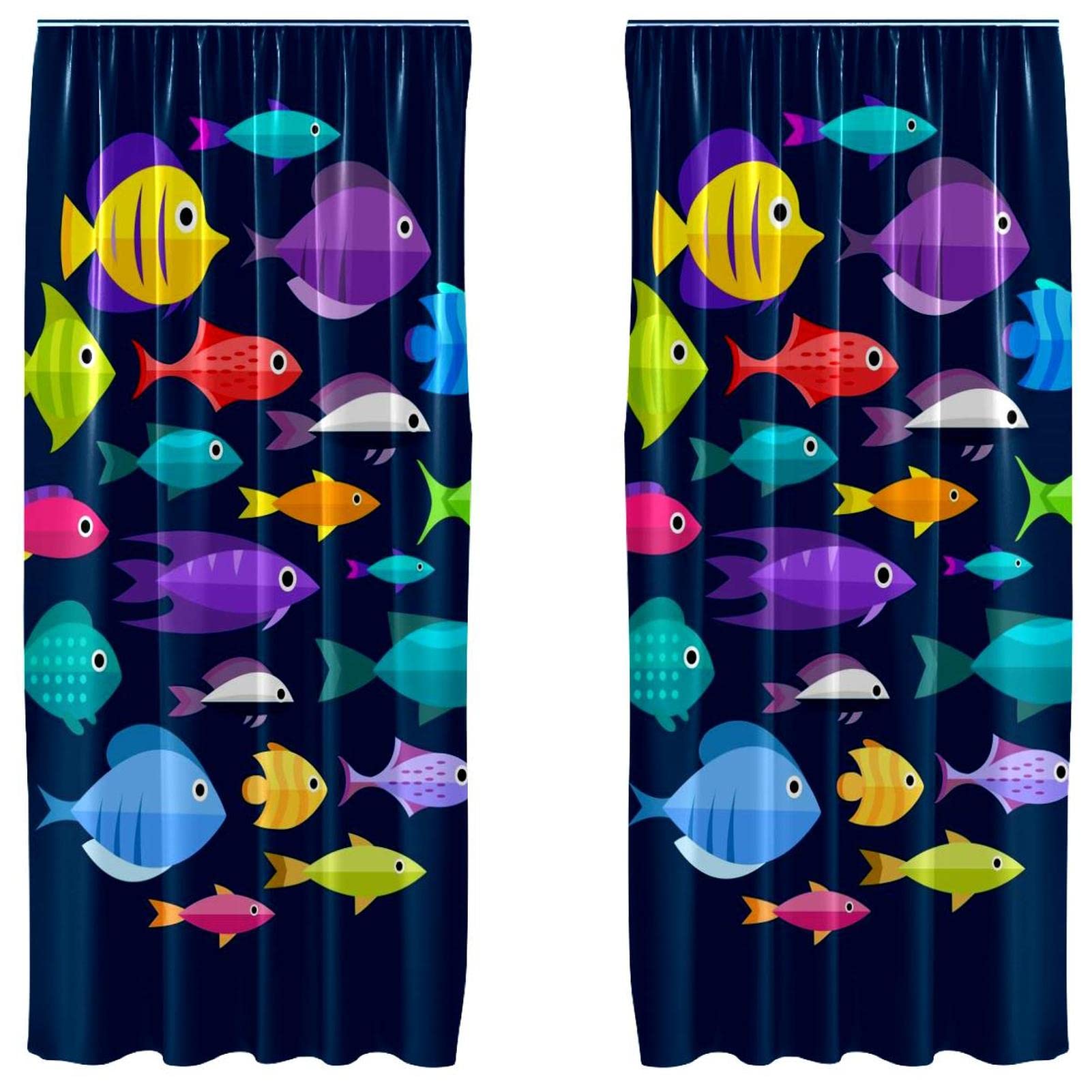 Rideau poisson pour chambre d'enfant : créez un décor aquatique avec ce lot de 2 voilages