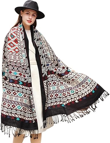 Miniatura 115 de DANA XU Manta de pashmina extragrande 100% de lana merina, bufanda de viaje, bufanda de cachemira para mujer, otoño e invierno, chal de gran