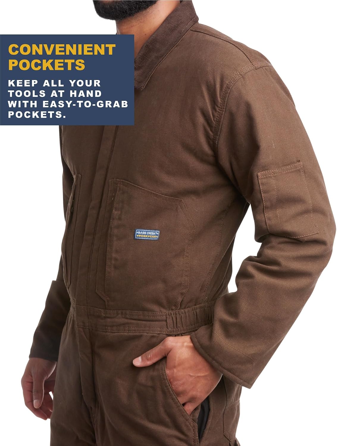 Bass Creek Outfitters Mens Coveralls - Durable Long Sleeve Work Wear Jump Suit Insulated Coveralls for Men with Pockets