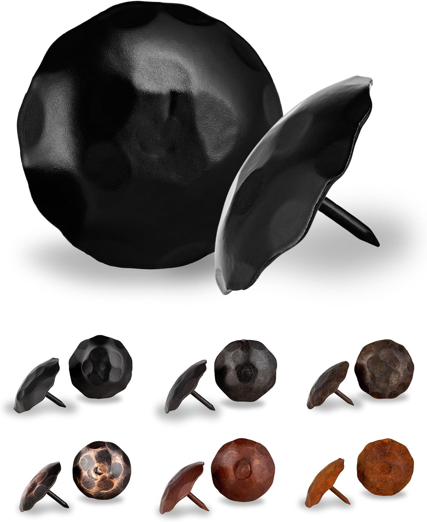 25 Pack 2" Large Round Head Clavos Decorative Nails – Black – Handmade Rustic Round Fasteners for Farmhouse Shutter, Faux Wood Beams, Barn Door, Shutters, and Gates – Ornamental Wood Accent