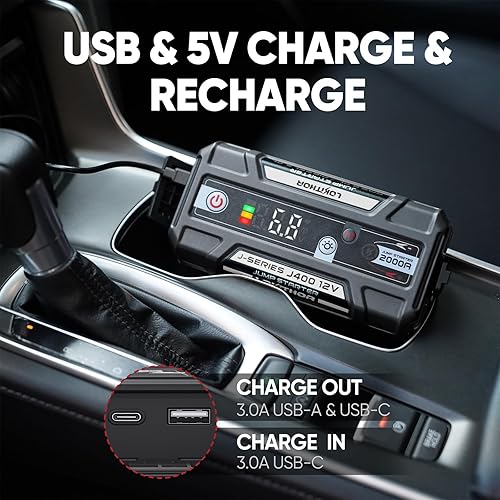 Miniatura 6 de LOKITHOR J400W 2000A Jump Starter 12V Paquete de refuerzo de batería de coche y bolsa de la serie J Funda de protección EVA para J400J401J401XJ402