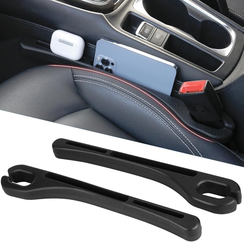 Acetek Kit de Preenchimento para Vão do Banco do Carro em PU Preto, Organizadores para Console Dianteiro, 2 unidades