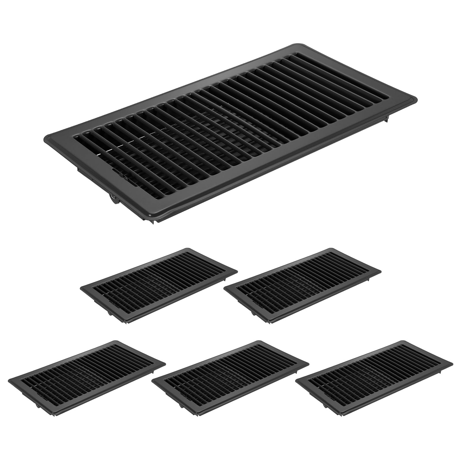 PATIKIL 6x12 Inch Floor Vent Covers, 6 Pcs Floor Registers Heavy Duty Metal Walkable Air Vent Covers Easy Adjustable Air Supply Lever for Home Office Wall Ceiling Grilles, Black