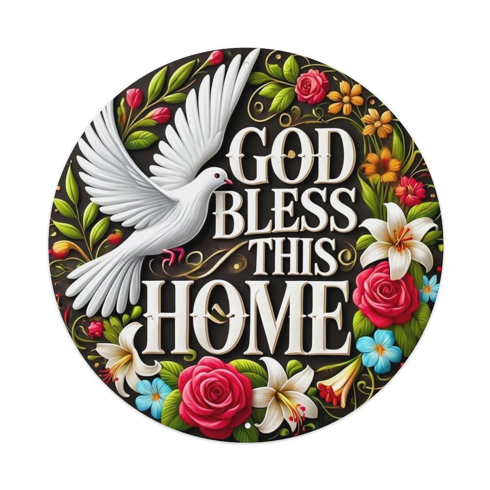 Dove Flowers Text Home Blessing Tin Sign Metal Poster Vintage Metal Signs for Home Man Cave Bar Cafe Kitchen laundry room Wall Decorations Gift 8x8Inch