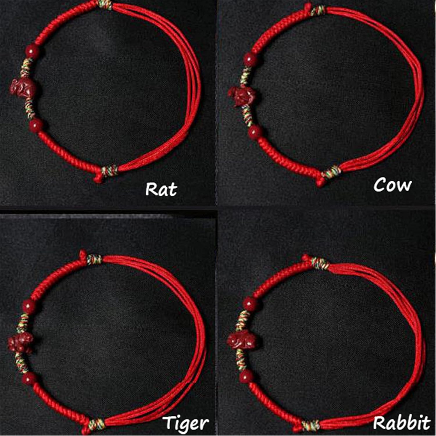Wealth Prosperity Charm Bracelet, Cinnabar Lucky Zodiac Animal Charm Handmade Woven Rope Braided Red String Attract Romantic Relationship Money Prosperity Luck,Bracelet,Ox