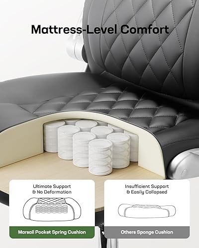 Miniatura 10 de Marsail Silla de oficina ergonómica Silla de oficina en casa con respaldo de malla con soporte lumbar ajustable, silla de escritorio para