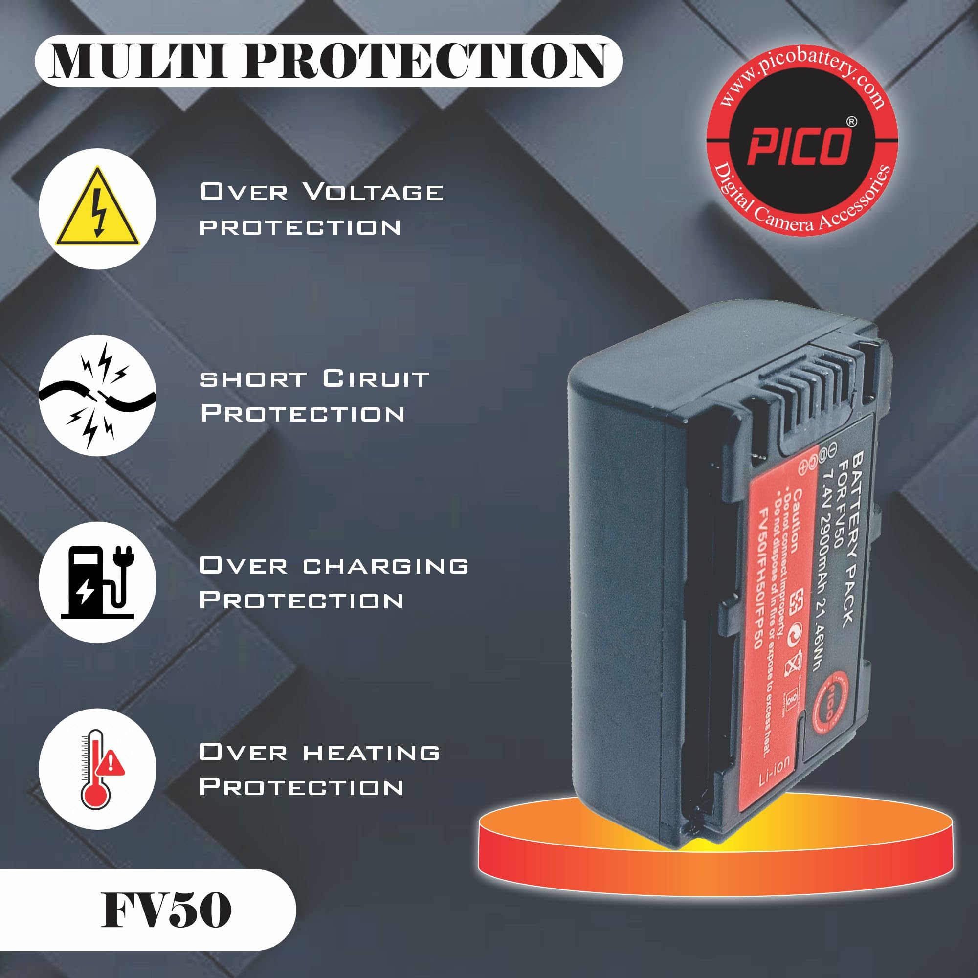 Buy PICO - FV50 Camera Battery - 7.4V 2900mAh (21.46Wh) High