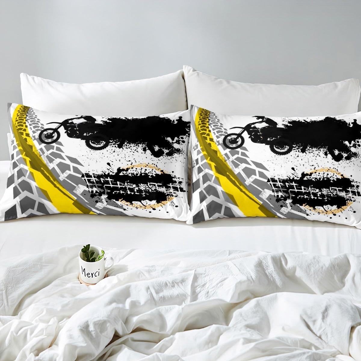 Amazon.com: Motorbike Bedding Set Twin Size,Motocross Rider Duvet