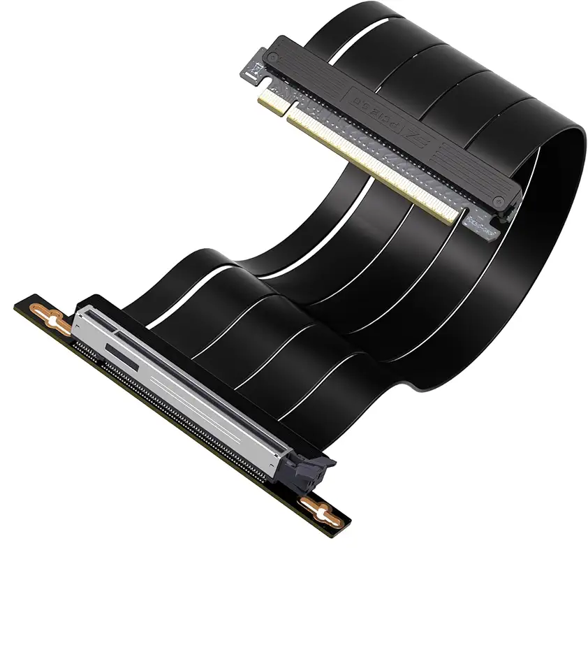 EZDIY-FAB PCIe 5.0 X16 Riser Cable,128GB/s Bandwidth, for RTX 50/40 & RX 9000/7000 GPUs, PCIe Extension Card, Backward Compatible with PCIe 4.0/3.0,Vertical GPU Mount,Right Angle-30cm,Black