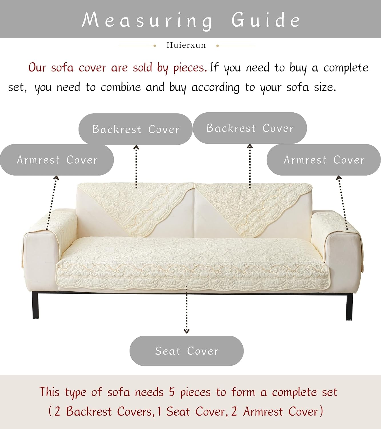 Rustic Cotton Embroidery Sofa Cover Soft Farmhouse Seat Cushion Cover Floral Quilted Sectional Couch Cover Anti-Slip Sofa Slipcovers Furniture Protector for Dogs Cats Kids (Beige,36"x36")