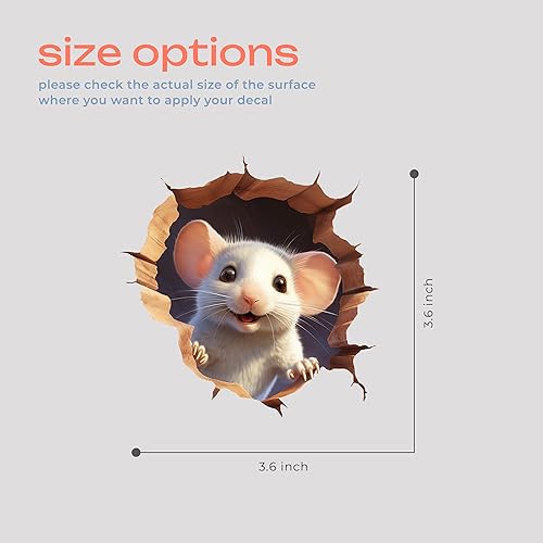 Miniatura 4 de Calcomanías de pared con agujero de ratón 3D, calcomanía de casa de ratón, decoración de pared 3D, calcomanía de ratón para zócalo, calcomanías de