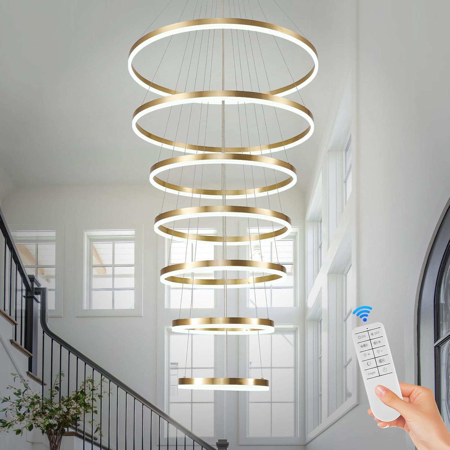 Benkut Large Chandeliers for High Ceilings, D31.5’’ Foyer Chandeliers ...