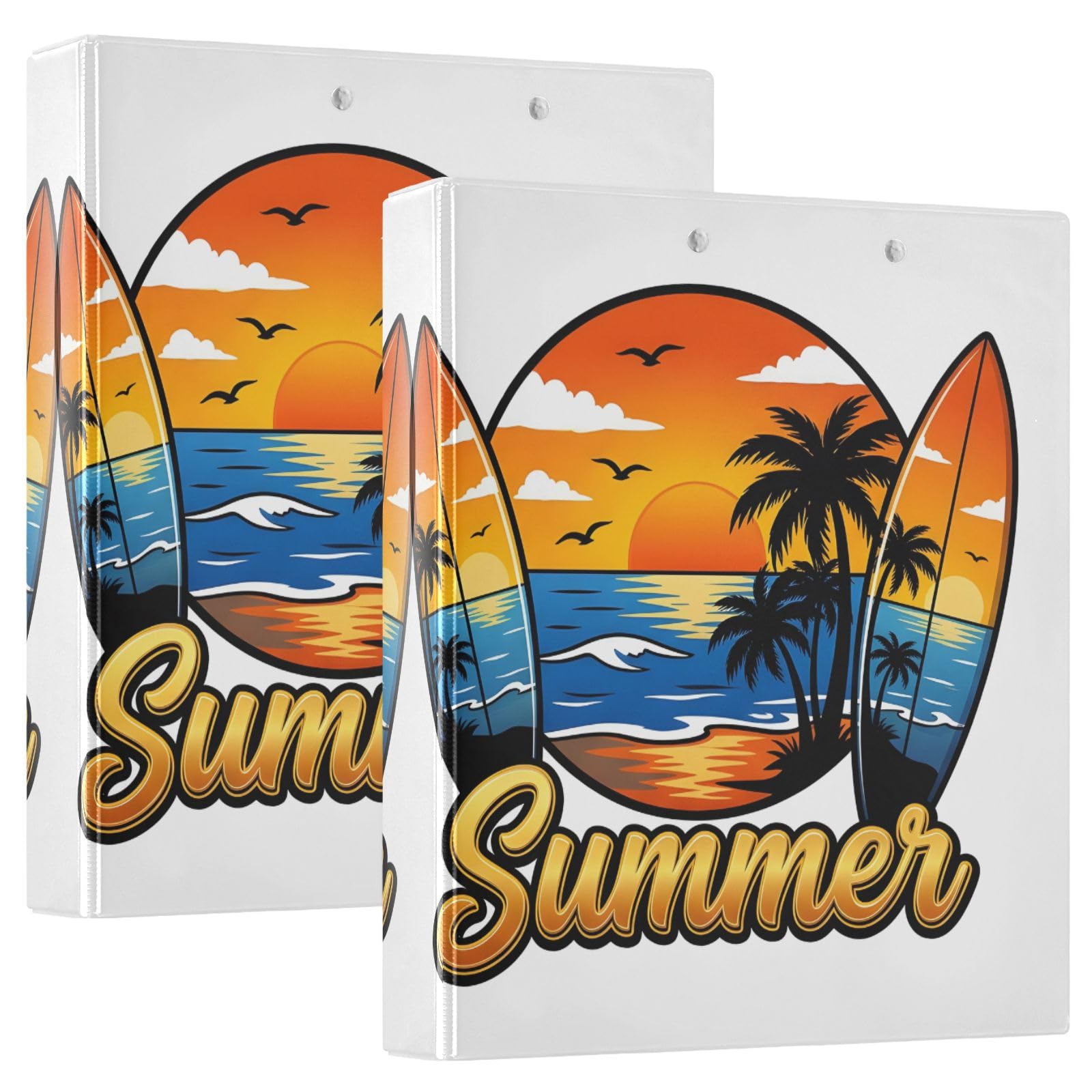 Raccoglitore a 3 anelli Sunset by The Seaside, 3,8 cm, contiene 200 fogli, 3 raccoglitori ad anelli con clip in metallo antiscivolo