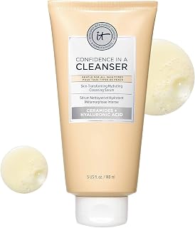 IT Cosmetics Confidence in a Cleanser: Hyaluronic Acid & Ceramides Foaming Face Wash, Non-Stripping Makeup Remover for All Skin Types
