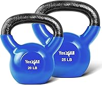 Vista 20 de Yes4All - Juego de pesas rusas recubiertas de vinilo, set combinado para entrenamiento corporal completo, fuerza de agarre, flexiones y ejercicios