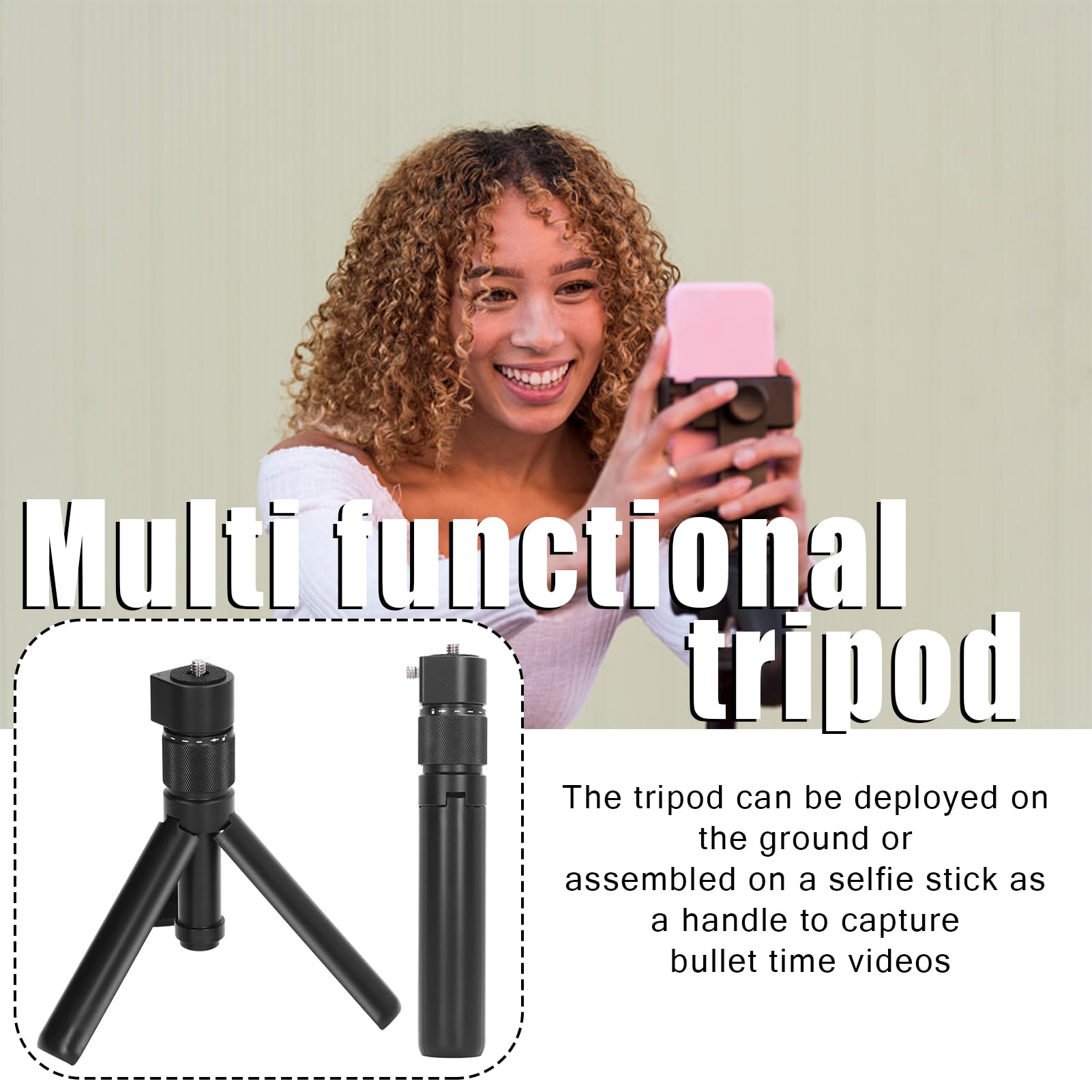 Poignée Bullet Time Universelle Rotative 360° - Trépied Pliable En Alliage D'aluminium - Pour Caméras D'action Insta360 ONE X3, X2, R, EVO, Etc. - 3