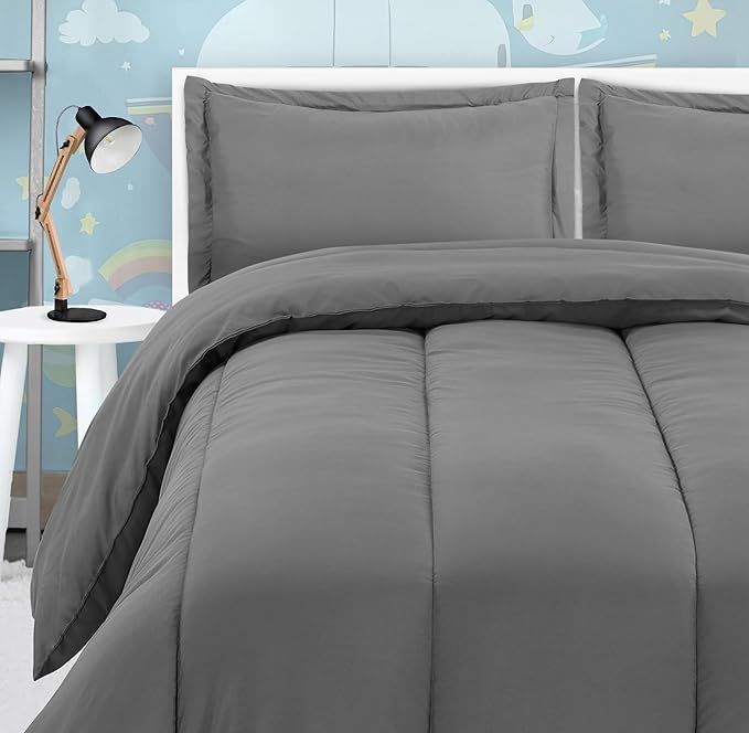 Utopia Bedding All Season Grey Comforter Set with 2 Pillow Cases